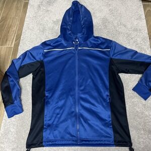 AT&T Hoodie Mens Medium Blue Black Performance Full Zip Athletic Jacket Unisex